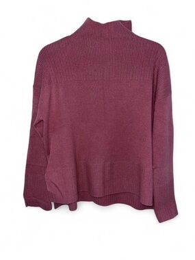 Garnet Hill 100% Cashmere Boxy Mock Neck Sweater Small Mauve Pink Repaired